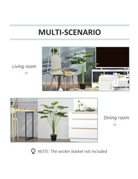 HOMCOM Decorative Artificial Monstera Plants in Pot Fake Plants for Home Indoor Decor, 85cm