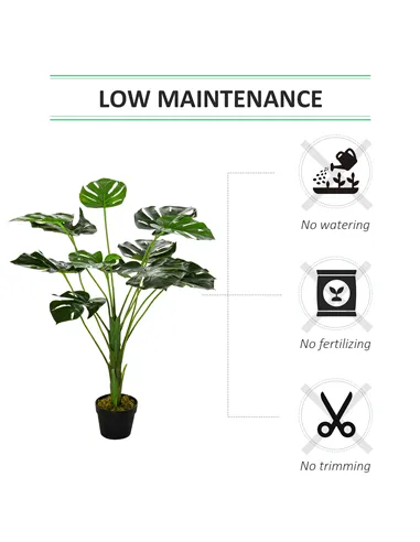HOMCOM Decorative Artificial Monstera Plants in Pot Fake Plants for Home Indoor Decor, 85cm