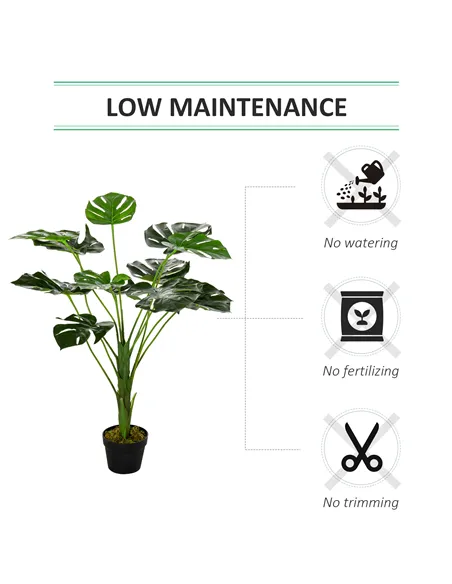 HOMCOM Decorative Artificial Monstera Plants in Pot Fake Plants for Home Indoor Decor, 85cm