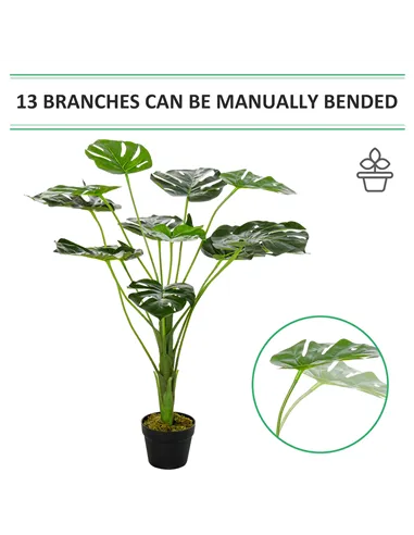 HOMCOM Decorative Artificial Monstera Plants in Pot Fake Plants for Home Indoor Decor, 85cm