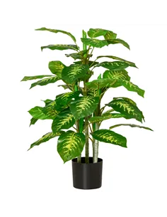 HOMCOM Faux Rose Plants, with Pots