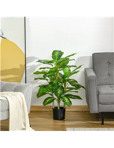 HOMCOM Faux Rose Plants, with Pots 2