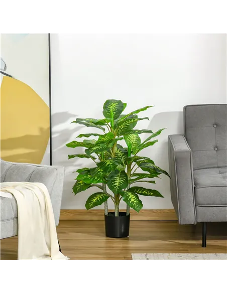 HOMCOM Faux Rose Plants, with Pots