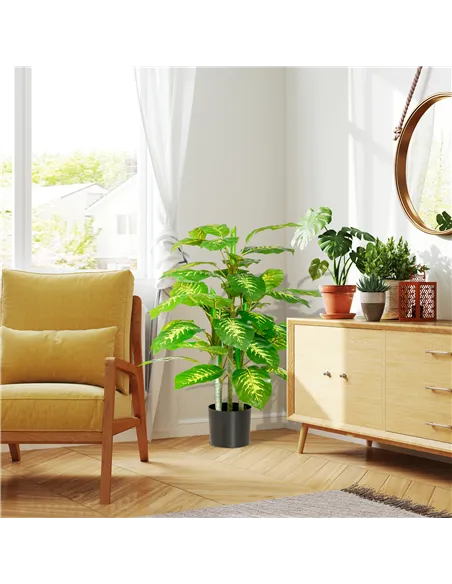 HOMCOM Faux Rose Plants, with Pots