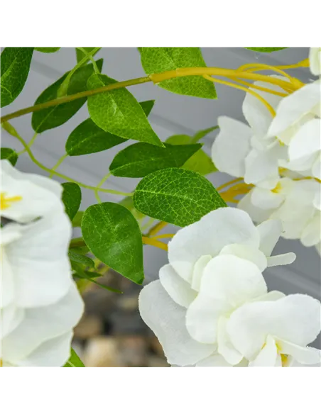 HOMCOM Artificial Realistic White Wisteria Tree Faux Decorative Plant in Nursery Pot for Indoor Décor, 160cm