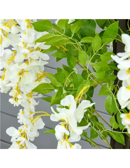 HOMCOM Artificial Realistic White Wisteria Tree Faux Decorative Plant in Nursery Pot for Indoor Décor, 160cm