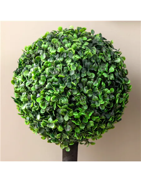 HOMCOM Set of 2 Artificial Plants Boxwood Ball Trees in Pot Fake Plants for Home Indoor Outdoor Decor, 20x20x60cm, Green