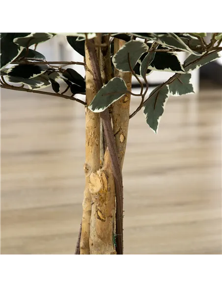 HOMCOM 4.5ft Ficus Artificial Plant with Realistic Leaves, Potted Fake Tree for Home Office Indoor Decor, Green