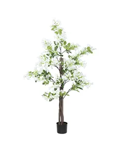 HOMCOM Artificial Plants Honeysuckle Flower in Pot Fake Plants with Curved Boots for Indoor 15x15x150cm White