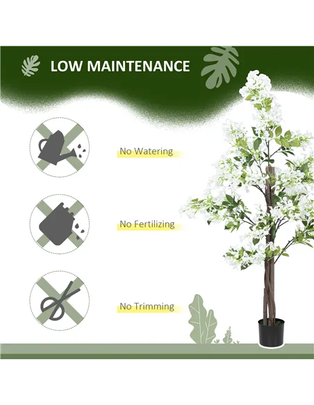 HOMCOM Artificial Plants Honeysuckle Flower in Pot Fake Plants with Curved Boots for Indoor 15x15x150cm White