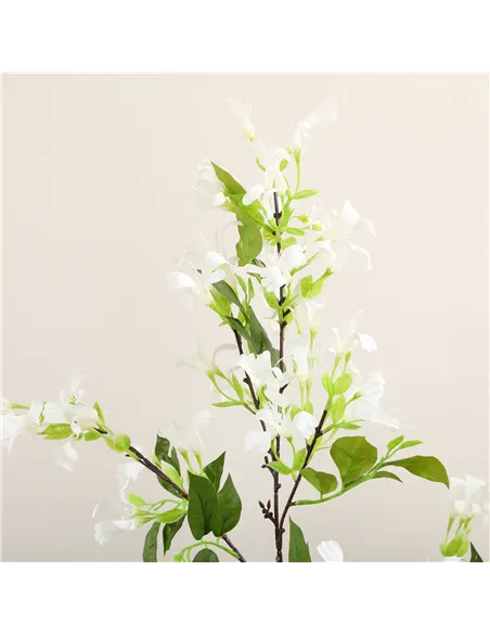 HOMCOM Artificial Plants Honeysuckle Flower in Pot Fake Plants with Curved Boots for Indoor 15x15x150cm White