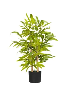 HOMCOM Artificial Plants Bamboo Tree in Pot Desk Fake Plants for Home Indoor Decor, 15x15x60cm, Green