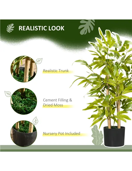 HOMCOM Artificial Plants Bamboo Tree in Pot Desk Fake Plants for Home Indoor Decor, 15x15x60cm, Green