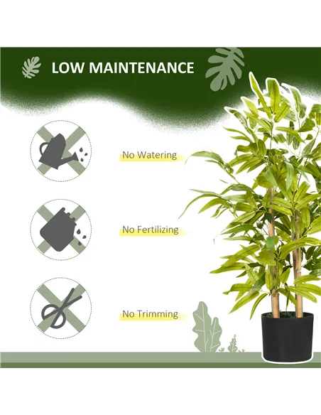 HOMCOM Artificial Plants Bamboo Tree in Pot Desk Fake Plants for Home Indoor Decor, 15x15x60cm, Green