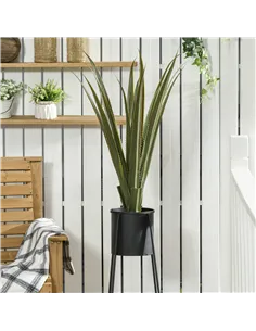 HOMCOM Artificial Plants Agave Succulent in Pot Desk Fake Plants for Home Indoor Outdoor Decor, 15x15x90cm, Green 2