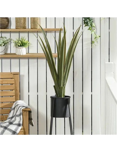 HOMCOM Artificial Plants Agave Succulent in Pot Desk Fake Plants for Home Indoor Outdoor Decor, 15x15x90cm, Green