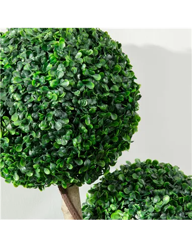 HOMCOM Decorative Artificial Tree Boxwood Ball Topiary Tree in Pot Fake Plant for Home Indoor Outdoor Decor, 90 cm, Dark Green