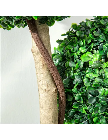 HOMCOM Decorative Artificial Tree Boxwood Ball Topiary Tree in Pot Fake Plant for Home Indoor Outdoor Decor, 90 cm, Dark Green
