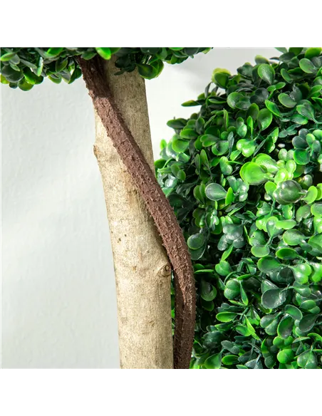 HOMCOM Decorative Artificial Tree Boxwood Ball Topiary Tree in Pot Fake Plant for Home Indoor Outdoor Decor, 90 cm, Dark Green