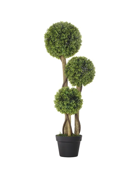 HOMCOM Decorative Artificial Trees Boxwood Ball Topiary Trees in Pot Fake Plants for Home Indoor Outdoor Decor, 90 cm