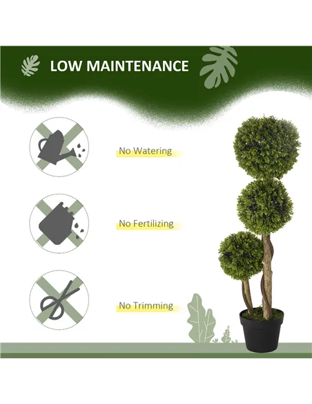 HOMCOM Decorative Artificial Trees Boxwood Ball Topiary Trees in Pot Fake Plants for Home Indoor Outdoor Decor, 90 cm