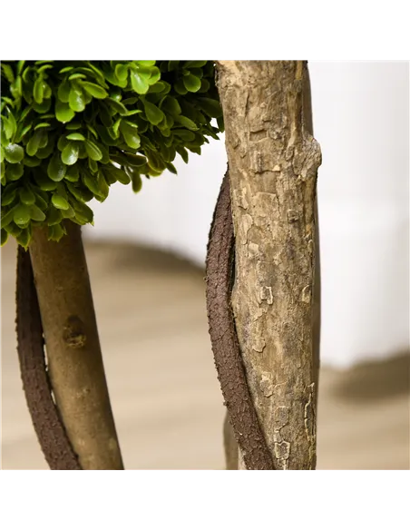 HOMCOM Decorative Artificial Trees Boxwood Ball Topiary Trees in Pot Fake Plants for Home Indoor Outdoor Decor, 90 cm