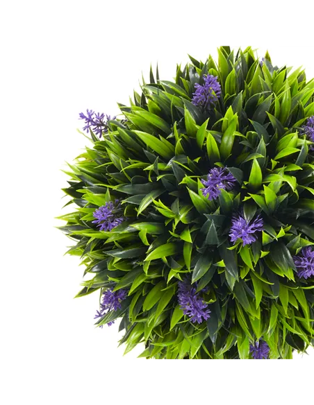 HOMCOM Set of 2 Decorative Artificial Plants Ball Trees with Lavender Flowers in Pot Fake Plants for Home Indoor Outdoor Decor, 