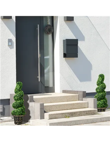 HOMCOM Set of 2 Artificial Plants, Topiary Spiral Boxwood Trees with Pot, for Home Indoor Outdoor Decor, 90cm