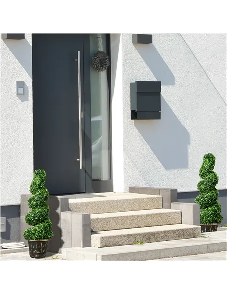 HOMCOM Set of 2 Artificial Plants, Topiary Spiral Boxwood Trees with Pot, for Home Indoor Outdoor Decor, 90cm