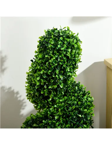 HOMCOM Set of 2 Artificial Plants, Topiary Spiral Boxwood Trees with Pot, for Home Indoor Outdoor Decor, 90cm