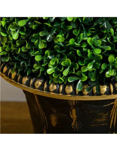 HOMCOM Set of 2 Artificial Plants, Topiary Spiral Boxwood Trees with Pot, for Home Indoor Outdoor Decor, 90cm