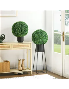 HOMCOM Set of Two Artificial Boxwood Balls Plants - Green 2