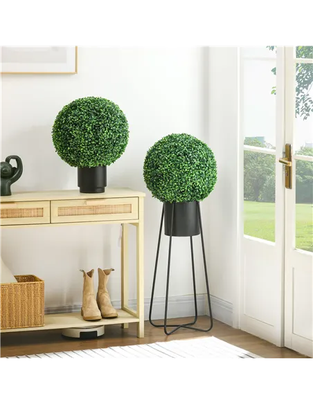 HOMCOM Set of Two Artificial Boxwood Balls Plants - Green