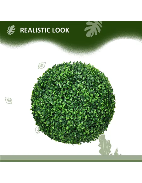 HOMCOM Set of Two Artificial Boxwood Balls Plants - Green