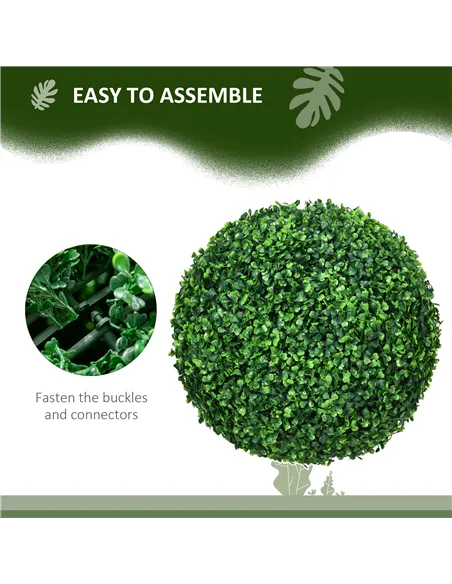 HOMCOM Set of Two Artificial Boxwood Balls Plants - Green