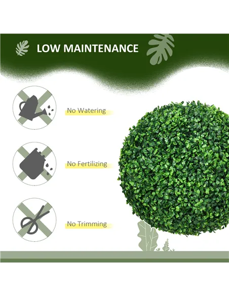 HOMCOM Set of Two Artificial Boxwood Balls Plants - Green