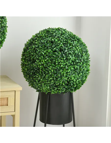 HOMCOM Set of Two Artificial Boxwood Balls Plants - Green
