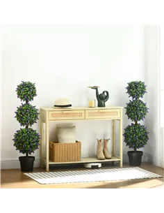 HOMCOM Set of 2 Artificial Plants, Lavender Flowers Ball Trees with Pot, for Home Indoor Outdoor Decor, 110cm 2