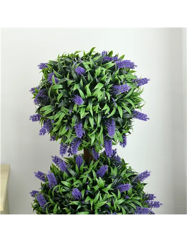 HOMCOM Set of 2 Artificial Plants, Lavender Flowers Ball Trees with Pot, for Home Indoor Outdoor Decor, 110cm