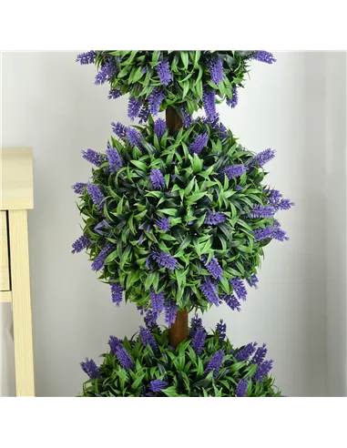 HOMCOM Set of 2 Artificial Plants, Lavender Flowers Ball Trees with Pot, for Home Indoor Outdoor Decor, 110cm