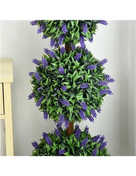 HOMCOM Set of 2 Artificial Plants, Lavender Flowers Ball Trees with Pot, for Home Indoor Outdoor Decor, 110cm