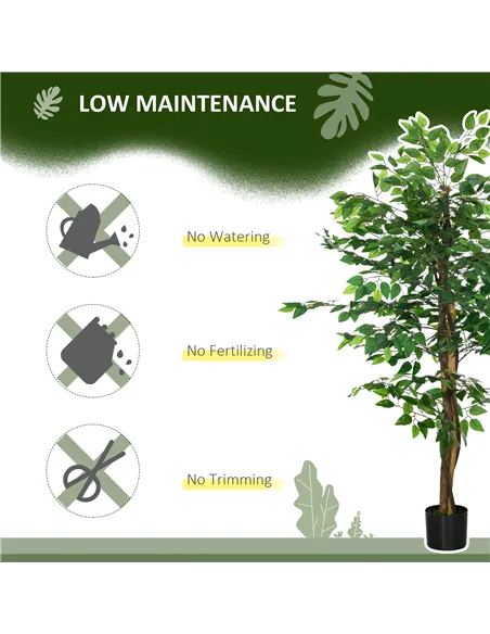 HOMCOM Artificial Ficus Tree, with Weighted Plant Pot - Green