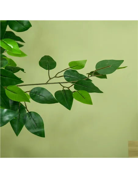 HOMCOM Artificial Ficus Tree, with Weighted Plant Pot - Green