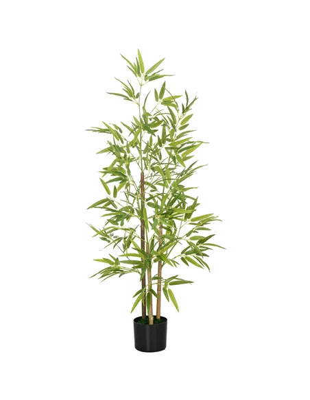 HOMCOM Artificial Plant Bamboo Artificial Tree Height 120 cm with Pot for Home Indoor Decor