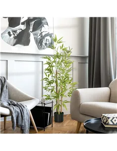 HOMCOM Artificial Plant Bamboo Artificial Tree Height 120 cm with Pot for Home Indoor Decor 2