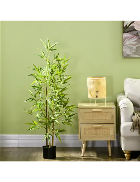 HOMCOM Artificial Plant Bamboo Artificial Tree Height 120 cm with Pot for Home Indoor Decor