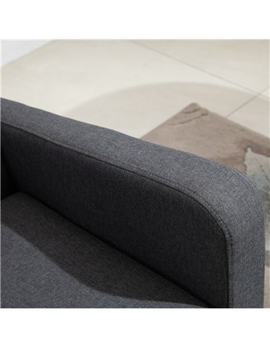 HOMCOM Linen Modern-Curved 2-Seat Sofa Loveseat w/ Thick Cushion Wood Legs Foot Pads Single Compact Home Furniture Grey