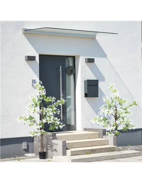 HOMCOM Artificial Plants Honeysuckle Flower in Pot Fake Plants with Curved Boots for Indoor Outdoor 15x15x150cm Set of 2 White