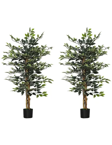 HOMCOM Set of Two Artificial Ficus Trees