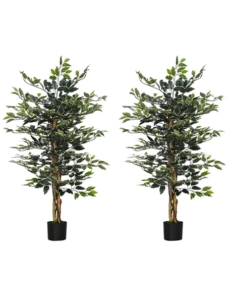 HOMCOM Set of Two Artificial Ficus Trees